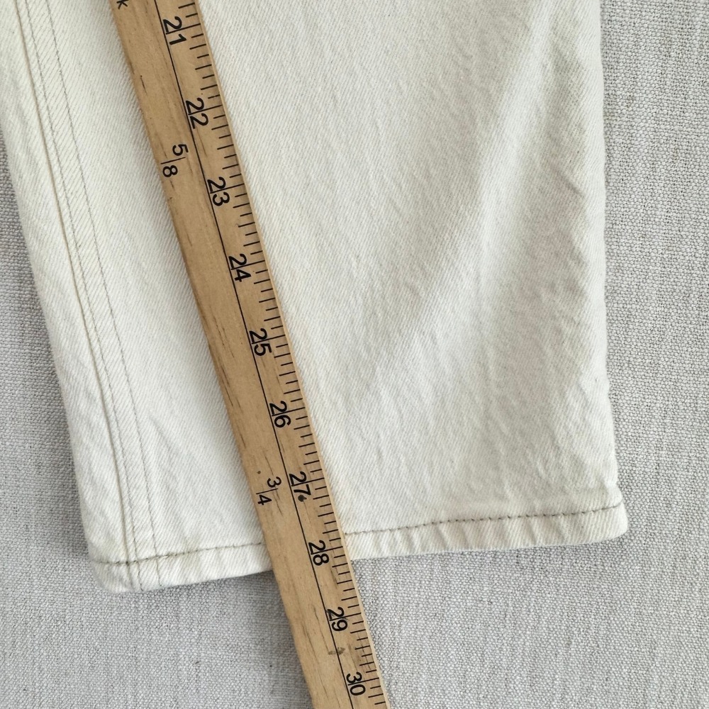 Abercrombie Curve Love 90s Straight Jeans 27 4Short Ivory Faux Leather High Rise - Picture 11 of 16